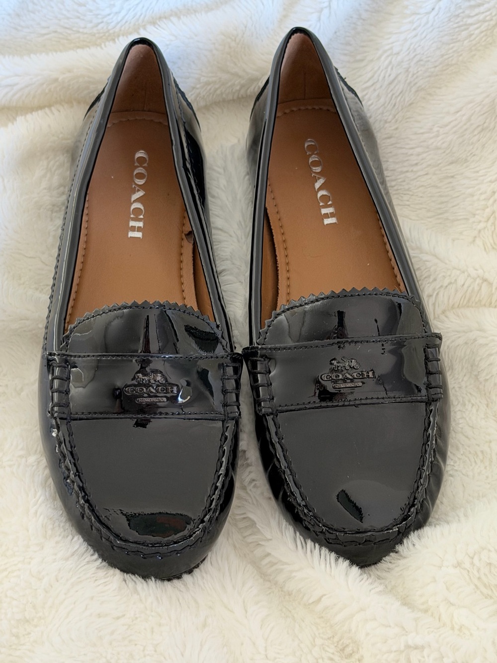 Coach "Odette" Glossy Black Patent Leather Loafers – Women's Size 8